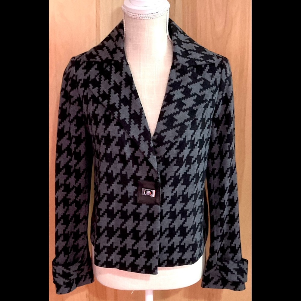 Doncaster Houndstooth Wool Blend Jacket Womens EUC